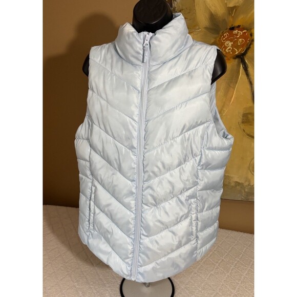 So Authentic American Heritage Light Blue Full Zip Puffer Vest Side Pockets Sz L - Picture 2 of 16